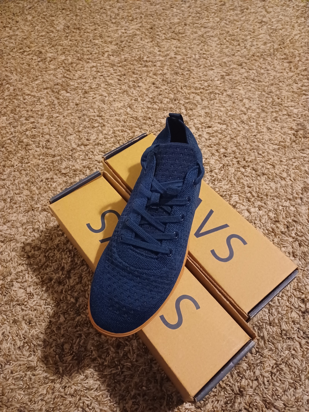 Suavs Navy Knit Lace-Up Men's Sneaker